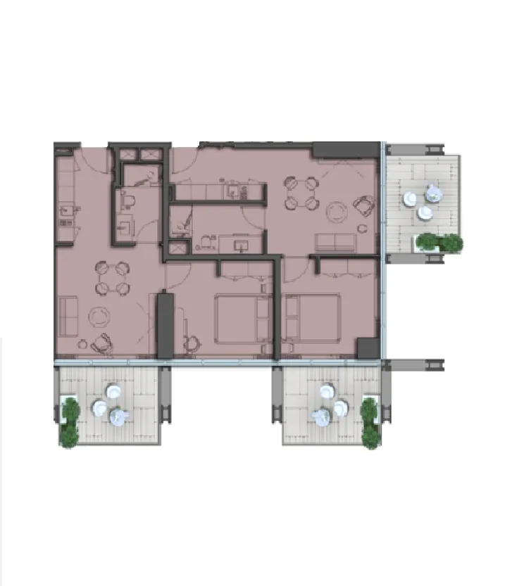 1 BR layout at The Symphony by Imtiaz