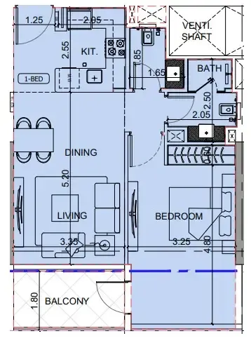 1 BR layout at Binghatti Cullinan
