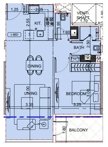 1 BR layout at Binghatti Cullinan