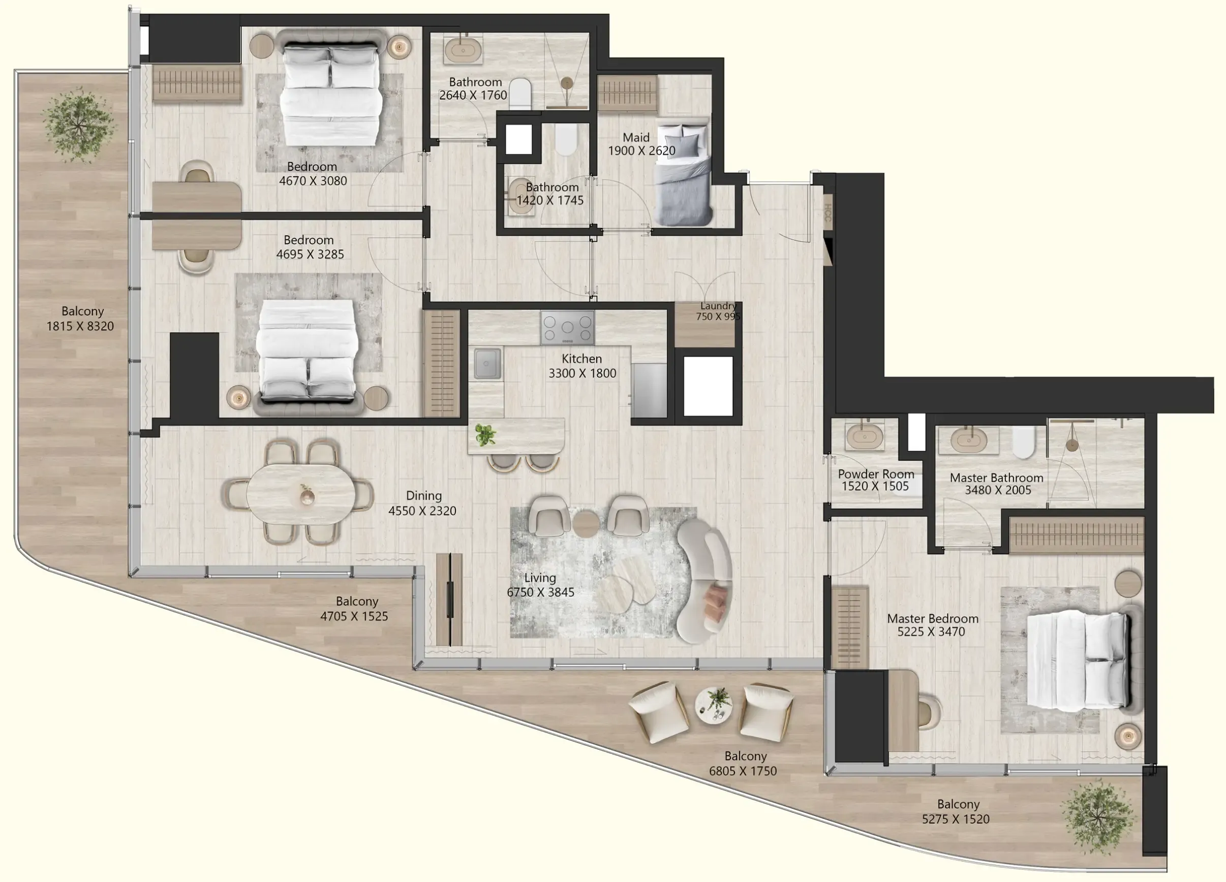 3 BR layout at Il Vento