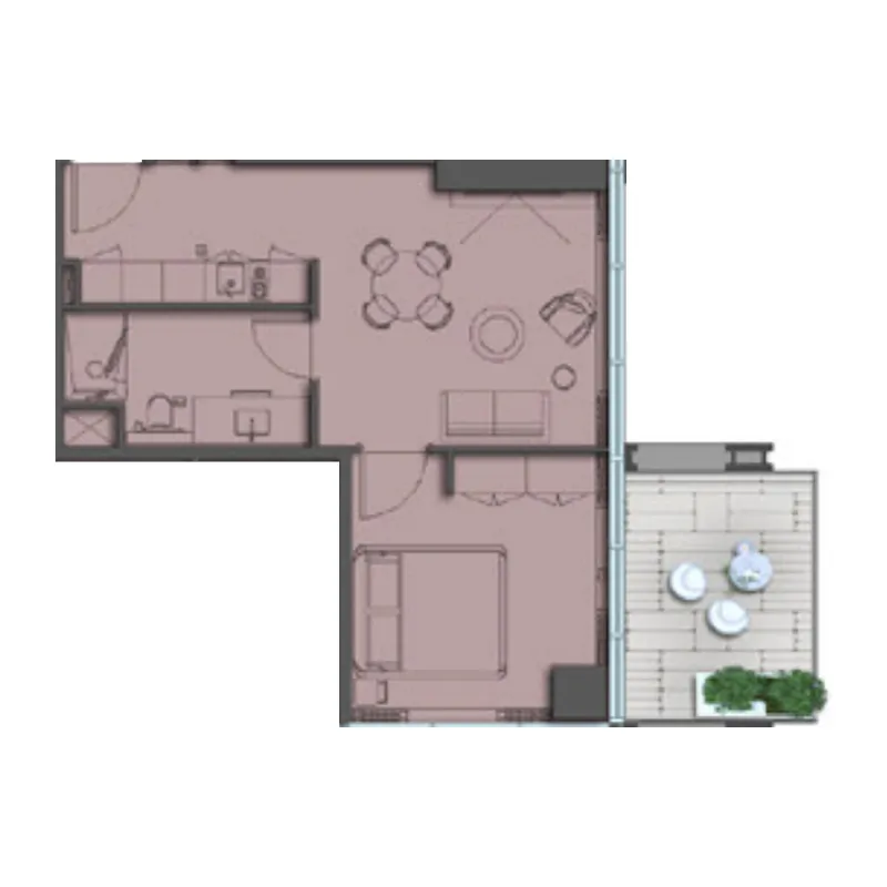 1 BR layout at The Symphony by Imtiaz