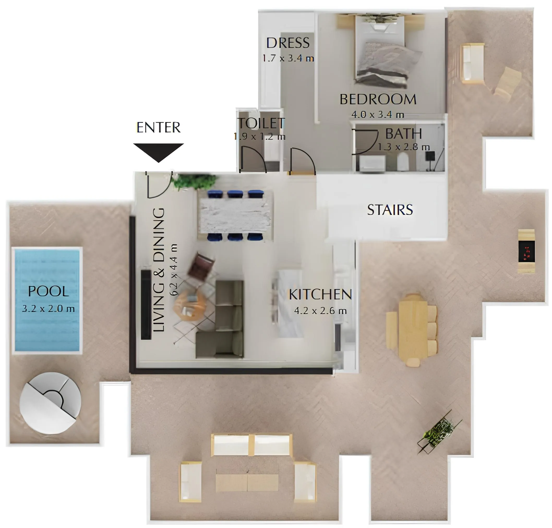 3 BR layout at Treppan Tower
