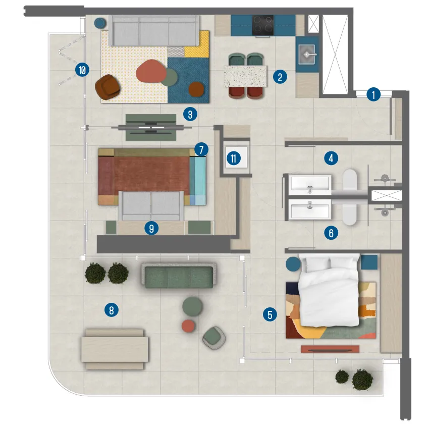 2 BR layout at Rove Home Marasi Drive