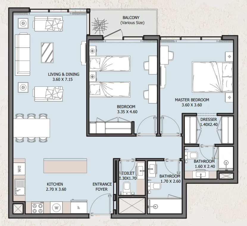 2 BR layout at Verdana Empire