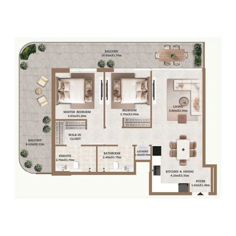 2 BR layout at Arthouse Private Residences