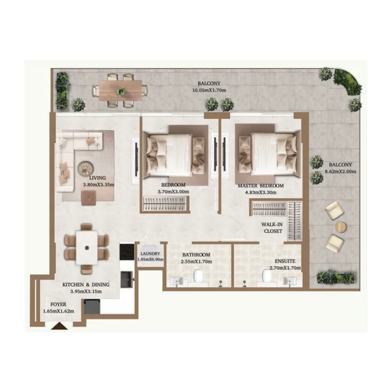 2 BR layout at Arthouse Private Residences