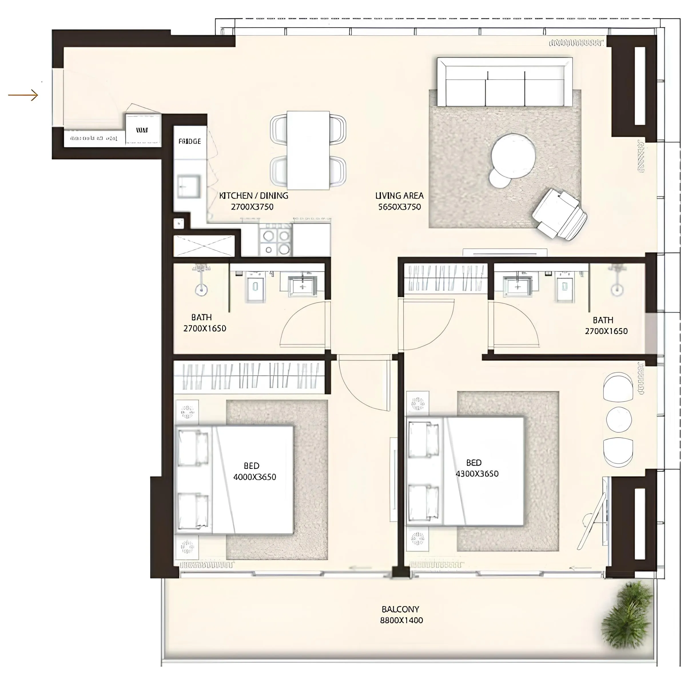 2 BR layout at Condor Golf Links 18