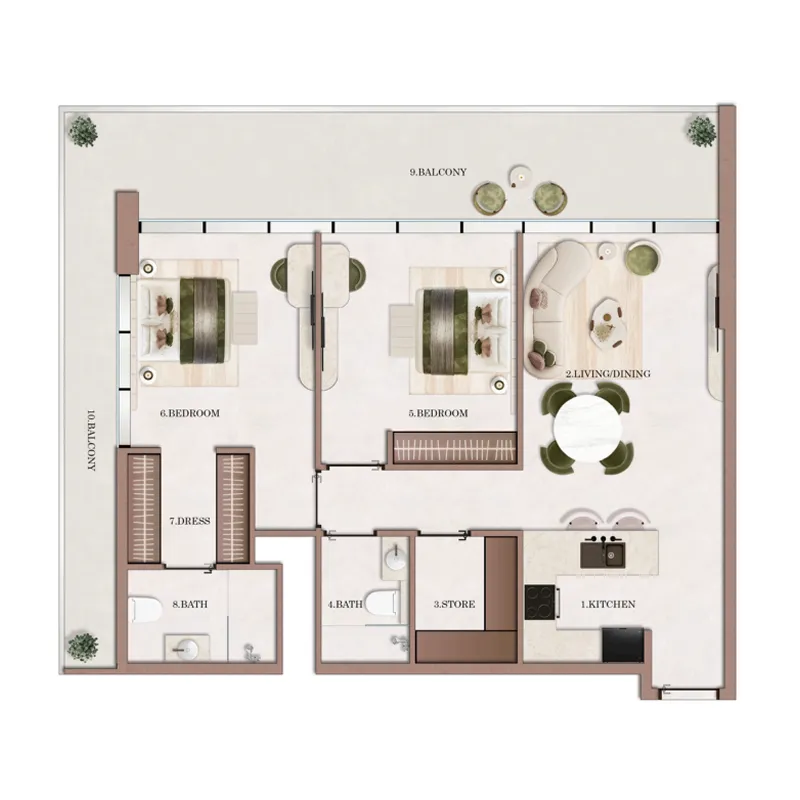 2 BR layout at Havencia