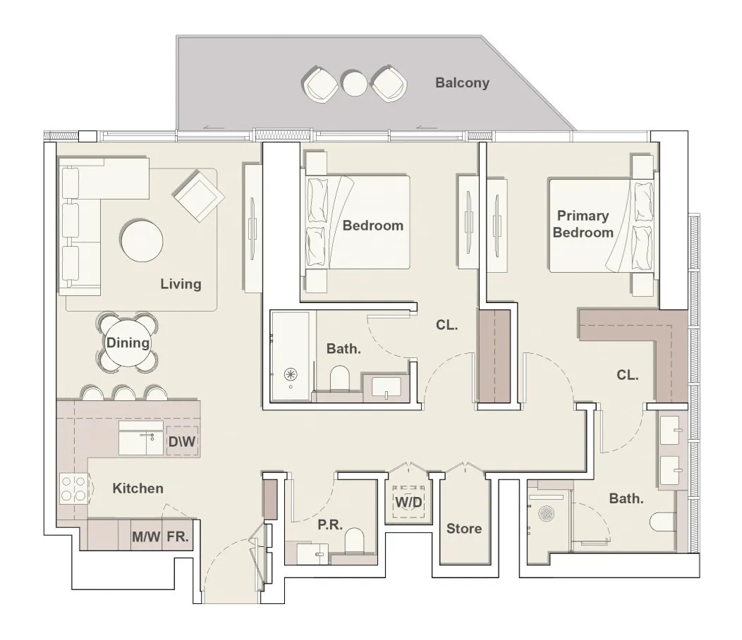 2 BR layout at Eltiera Heights