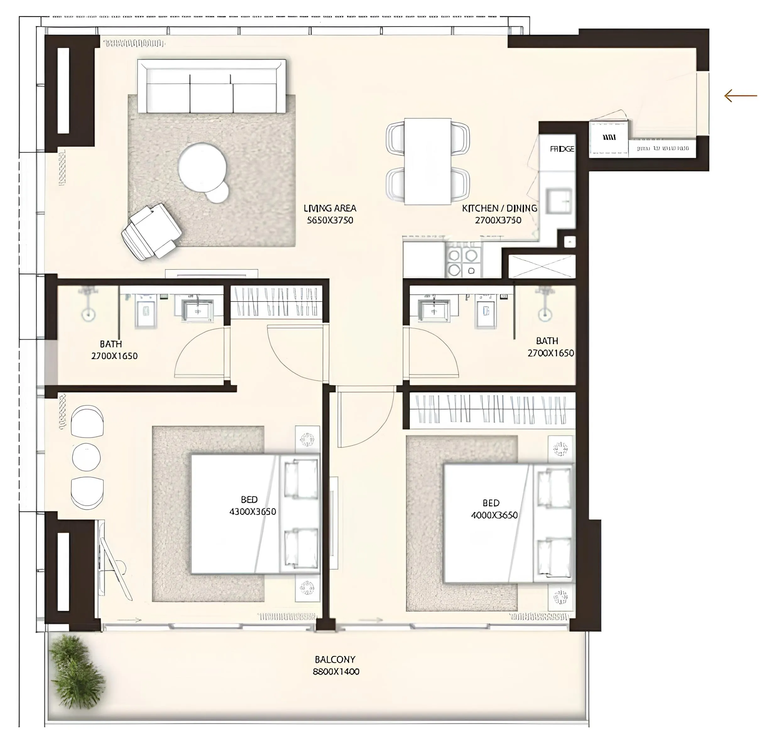 2 BR layout at Condor Golf Links 18