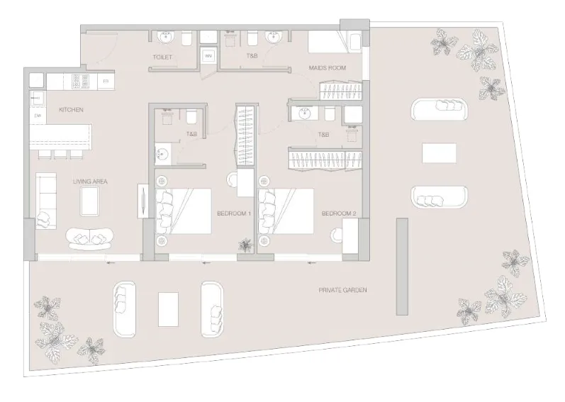 2 BR layout at W1NNER Tower