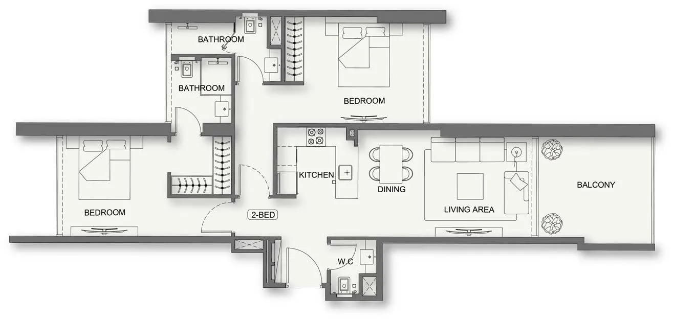 2 BR layout at Binghatti Cullinan