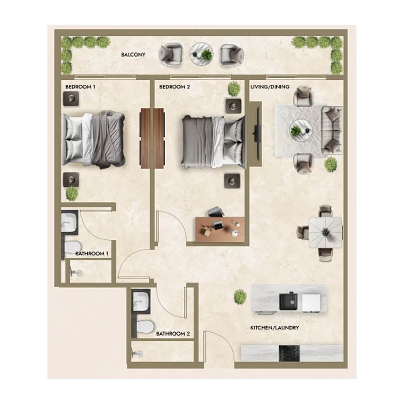 2 BR layout at Greenfield Living