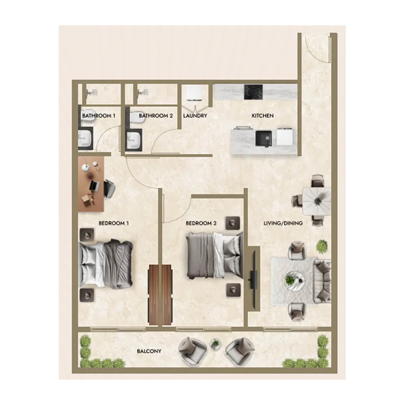 2 BR layout at Greenfield Living