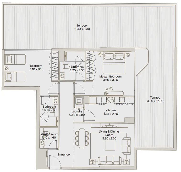2 BR layout at Eleve