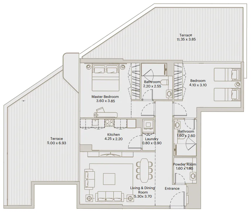 2 BR layout at Eleve