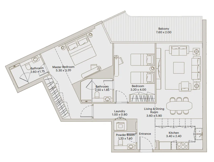 2 BR layout at Eleve