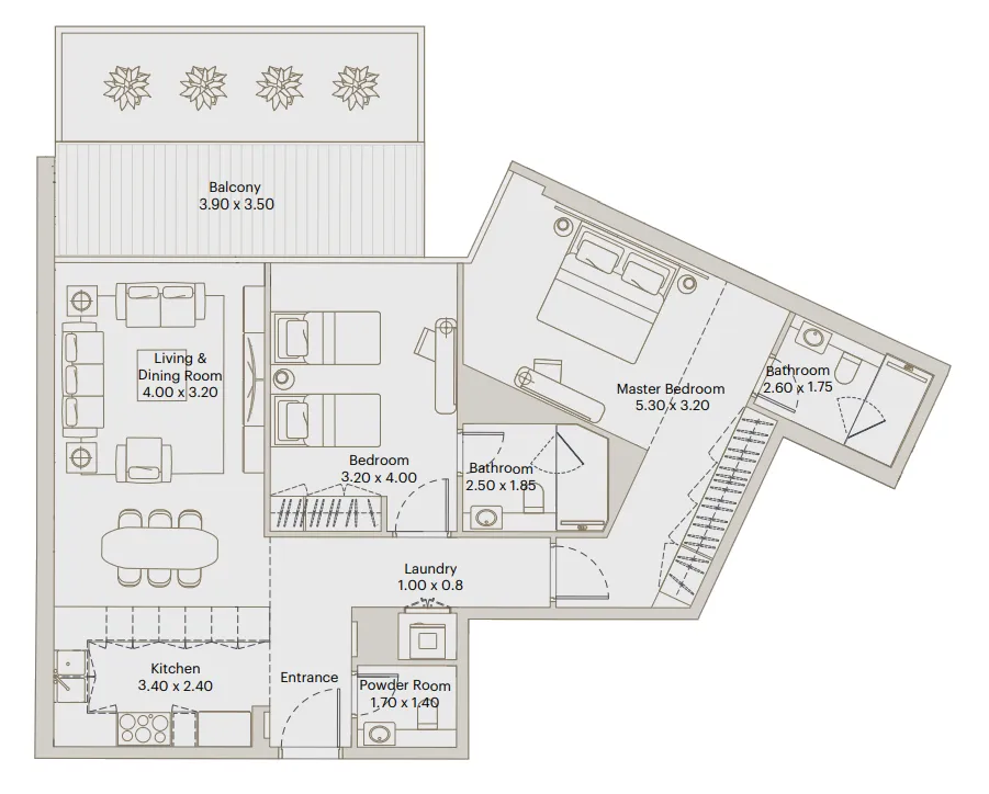 2 BR layout at Eleve