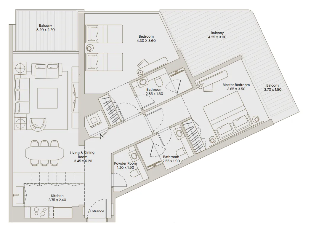 2 BR layout at Eleve