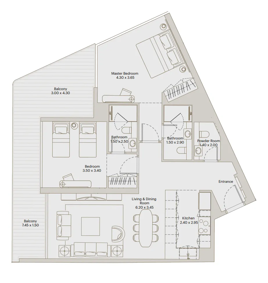 2 BR layout at Eleve