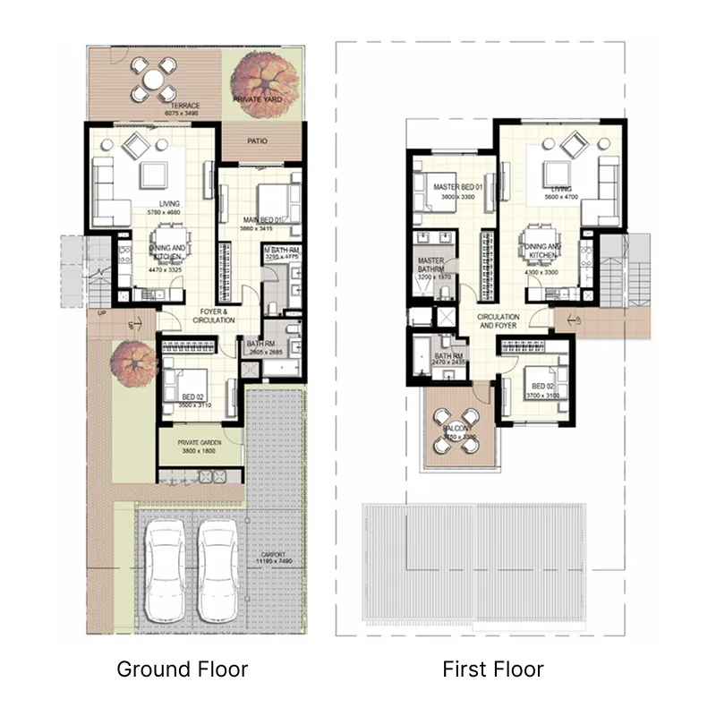2 BR layout at Urbana