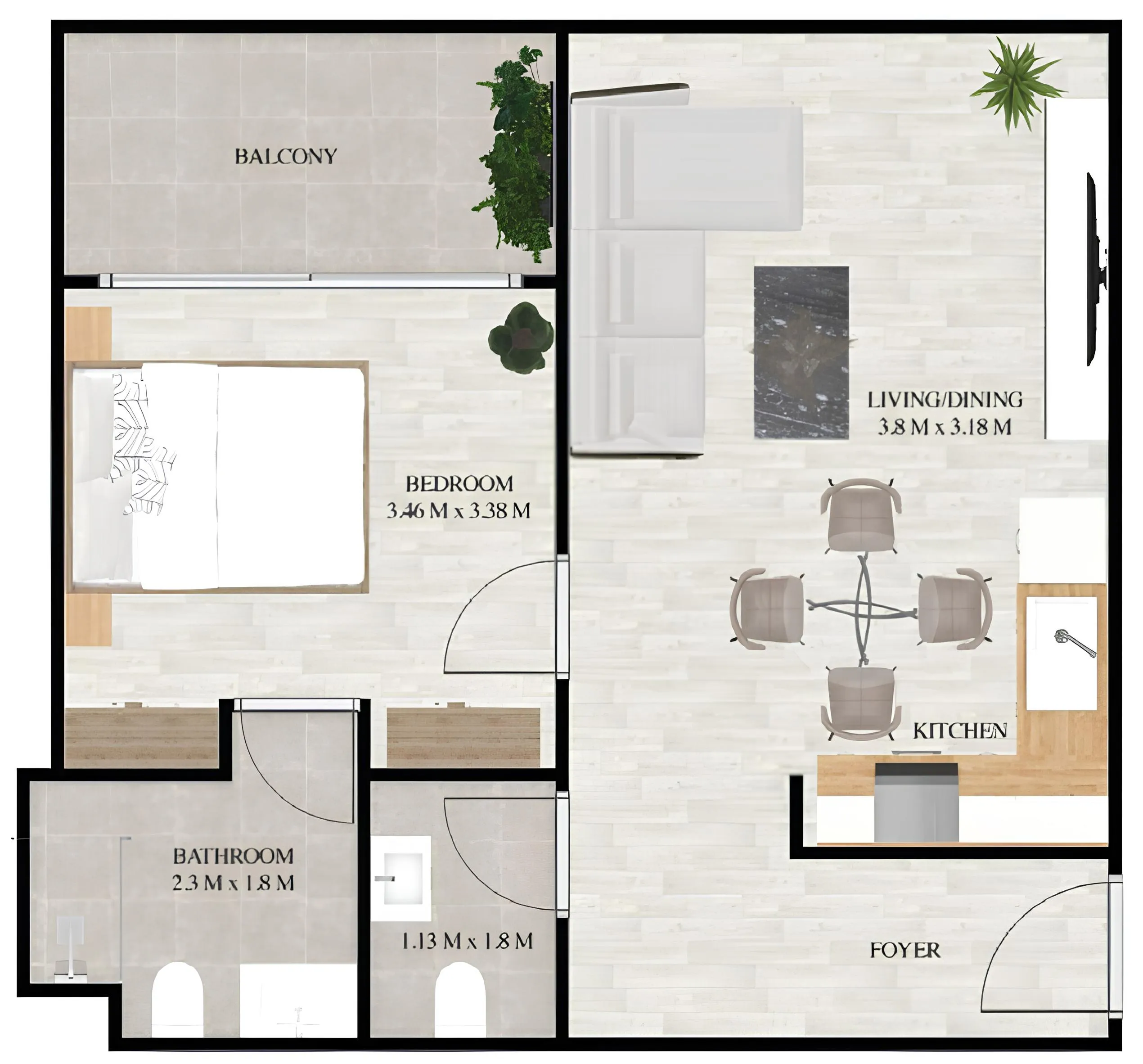 1 BR layout at Maimoon Gardens