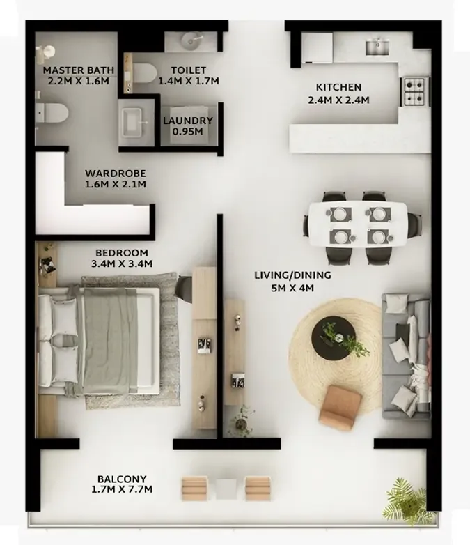 1 BR layout at Viera Residences