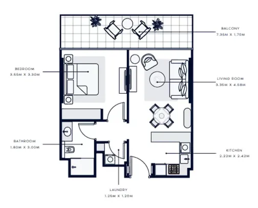 1 BR layout at Azizi Venice 
