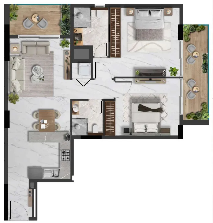 2 BR layout at Amethyst by Siroya