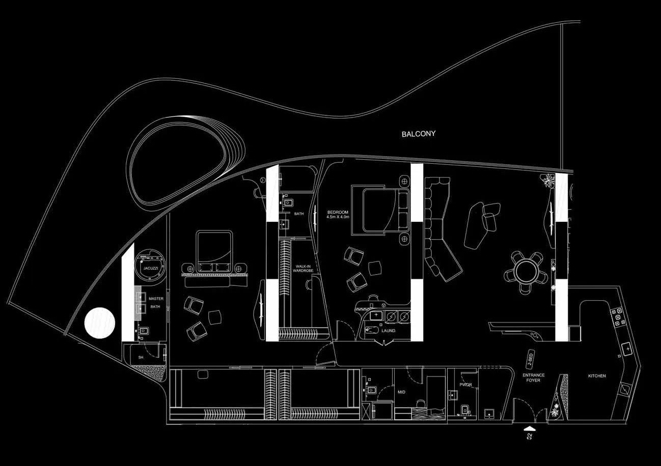 2 BR layout at Bugatti Residences by Binghatti