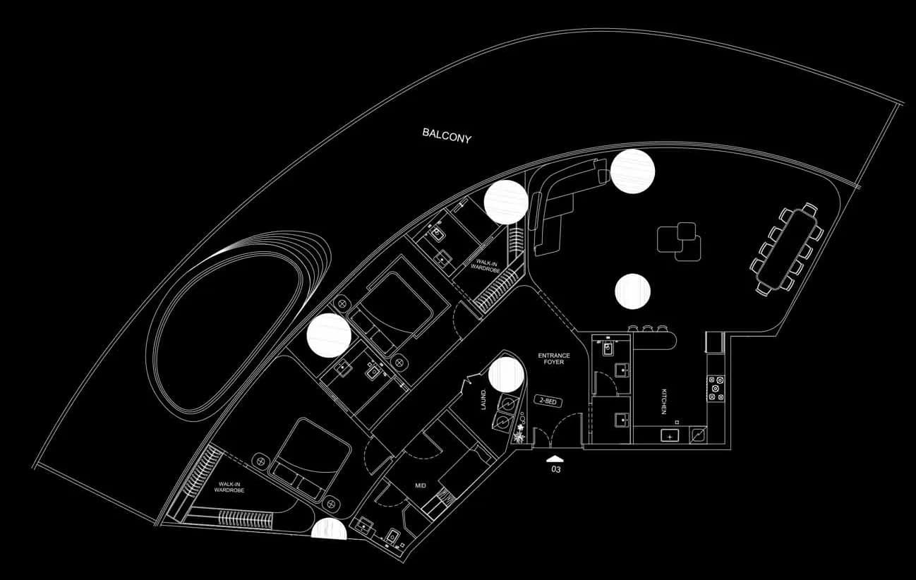 2 BR layout at Bugatti Residences by Binghatti
