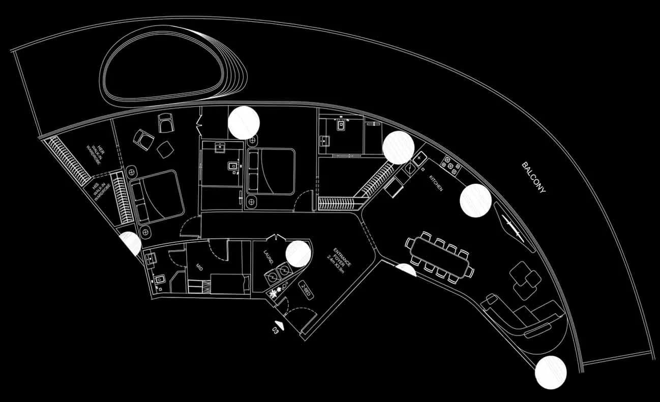 2 BR layout at Bugatti Residences by Binghatti
