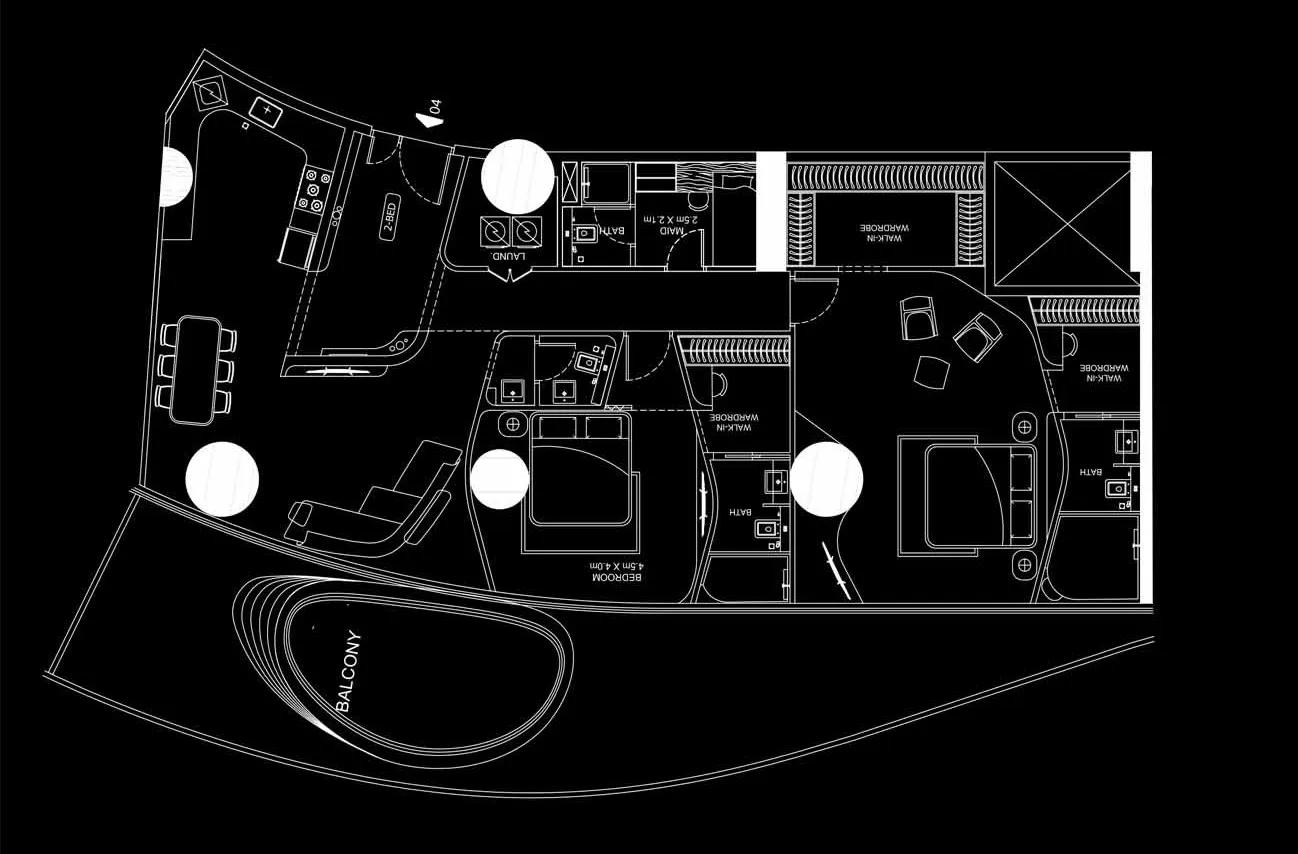 2 BR layout at Bugatti Residences by Binghatti
