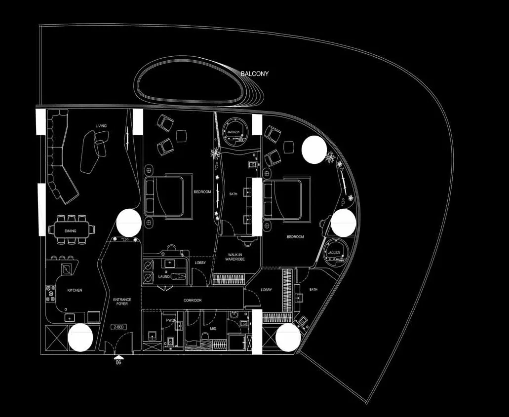 2 BR layout at Bugatti Residences by Binghatti