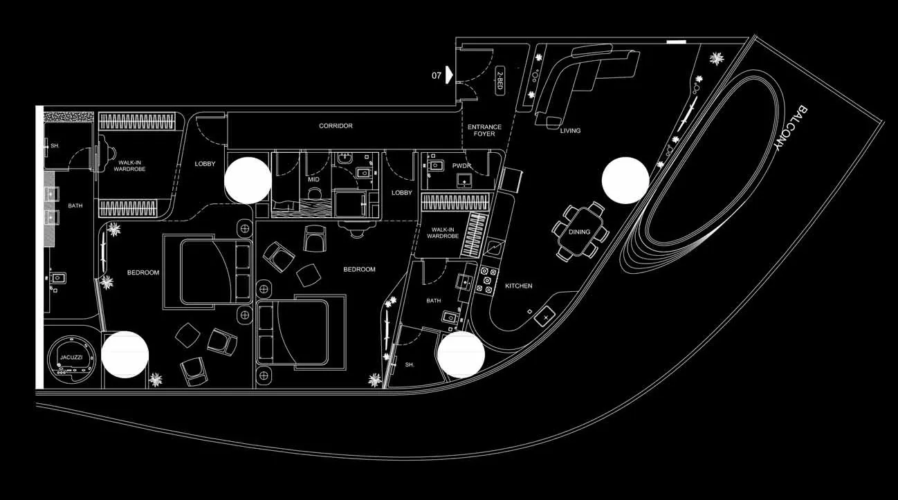 2 BR layout at Bugatti Residences by Binghatti