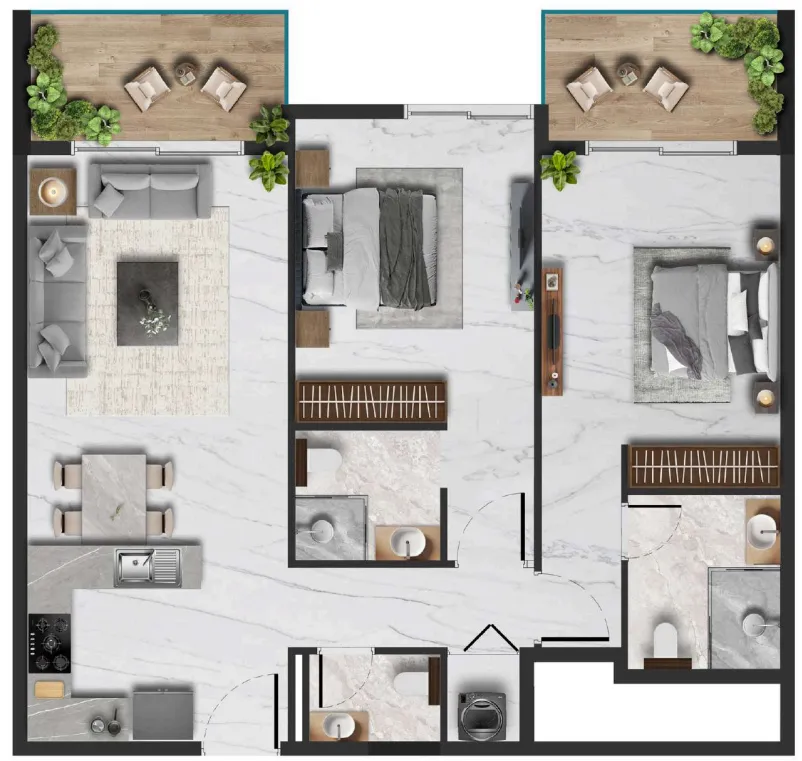 2 BR layout at Amethyst by Siroya