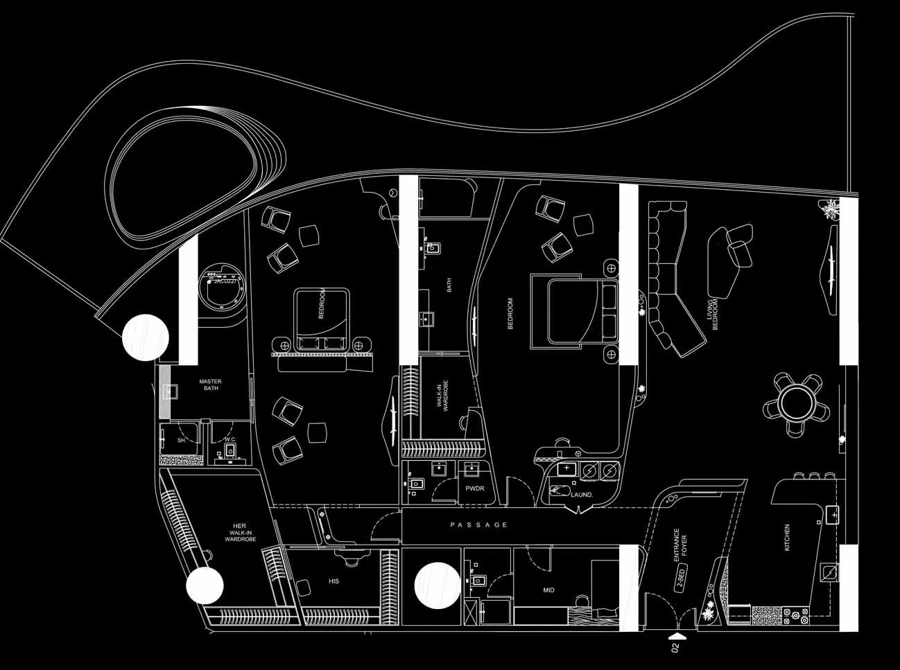 2 BR layout at Bugatti Residences by Binghatti