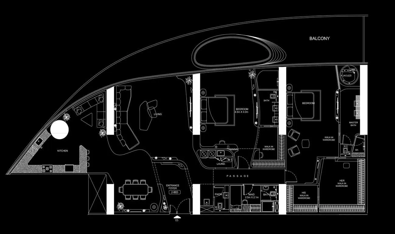 2 BR layout at Bugatti Residences by Binghatti