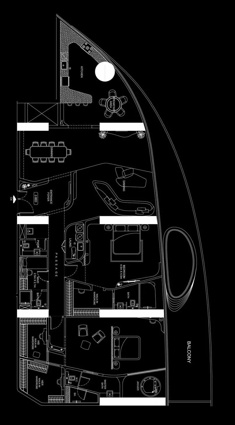2 BR layout at Bugatti Residences by Binghatti