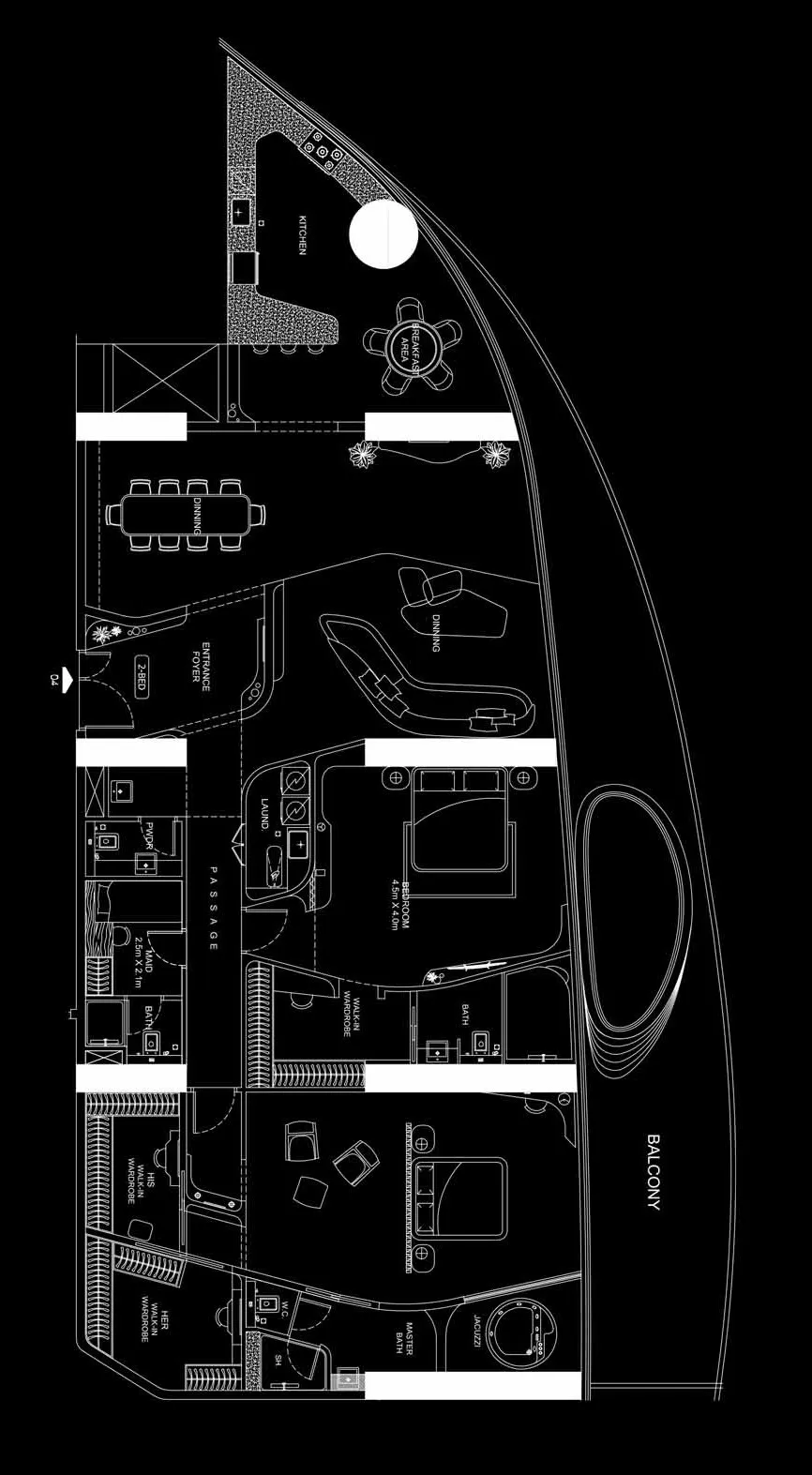 2 BR layout at Bugatti Residences by Binghatti