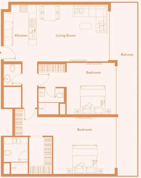 2 BR layout at Luma Park Views