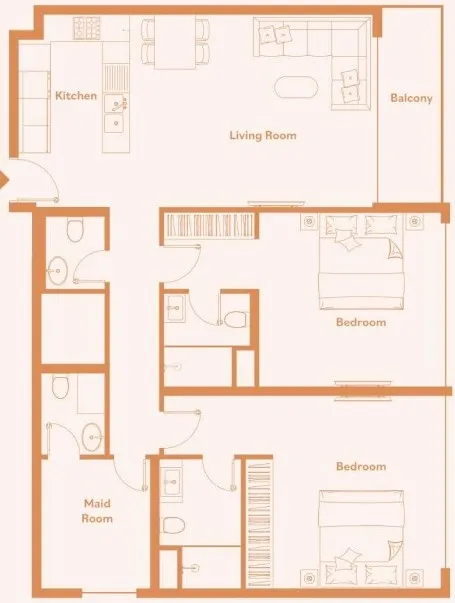 2 BR layout at Luma Park Views