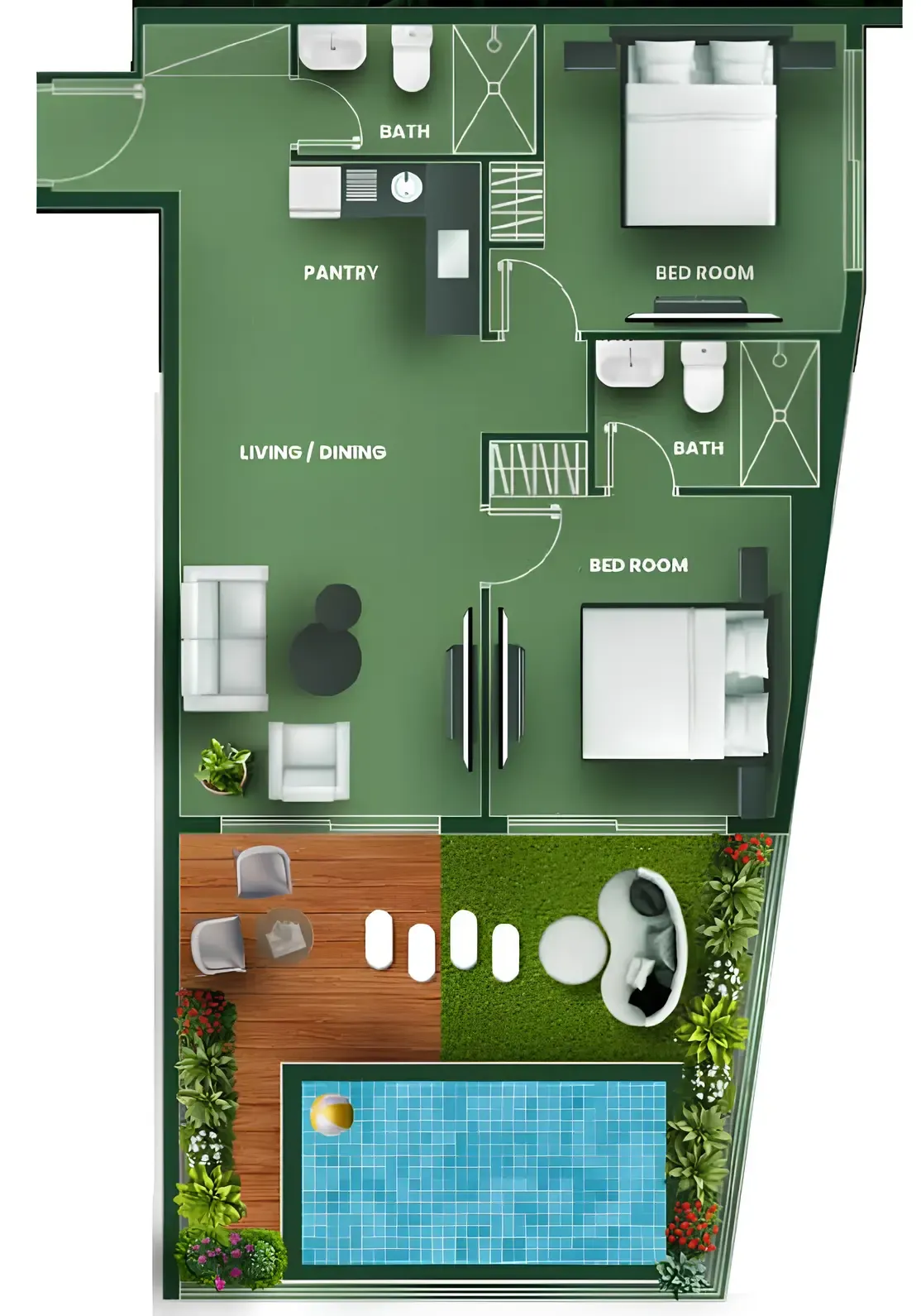 2 BR layout at Vincitore Aqua Flora