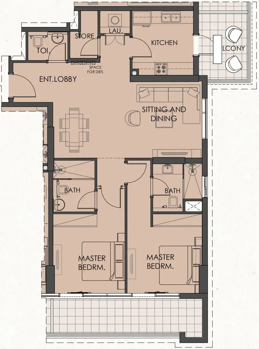 2 BR layout at Living Legends Phase 5