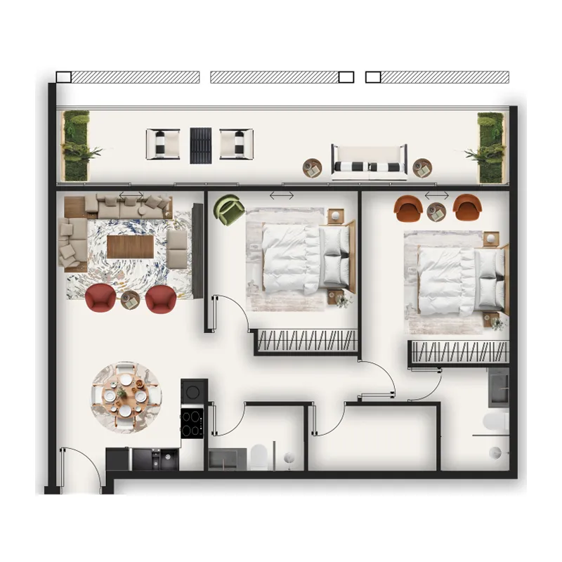 2 BR layout at MAAK Residence
