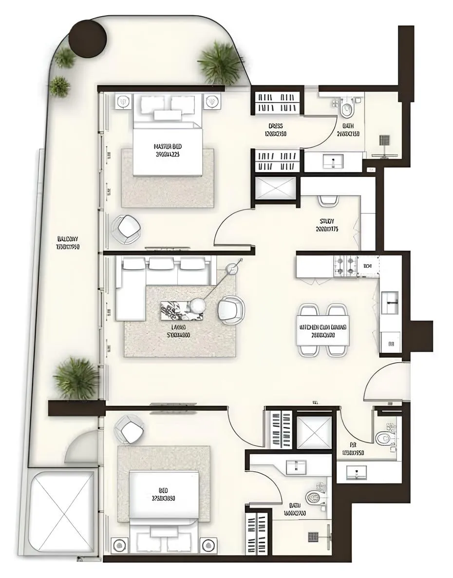 2 BR layout at Sonate Residences