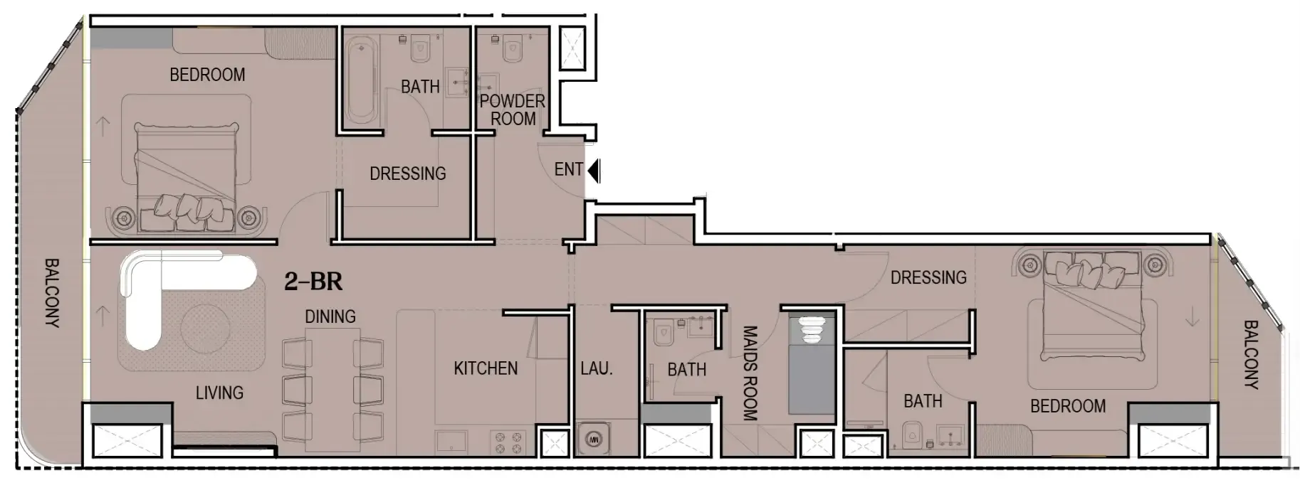2 BR layout at Tresora by Wadan