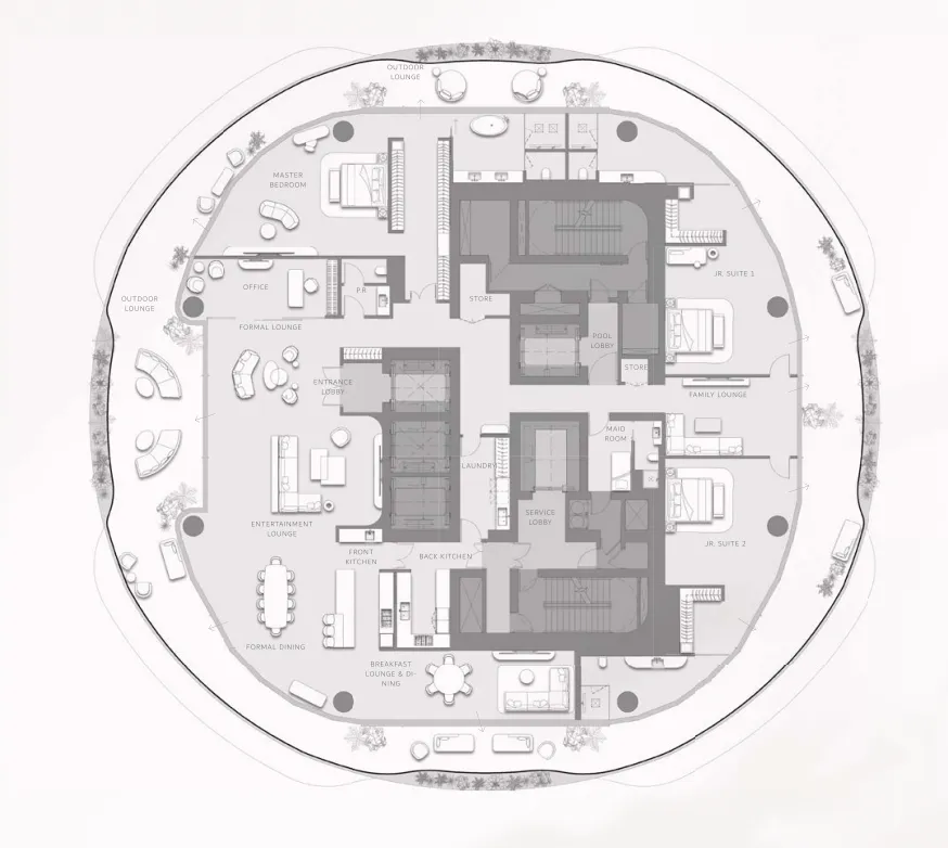 3 BR layout at Como Residences