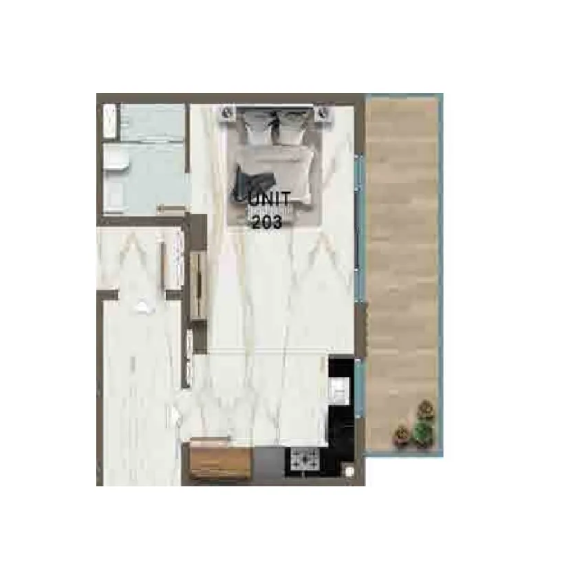 0 BR layout at Rose Gardens 2