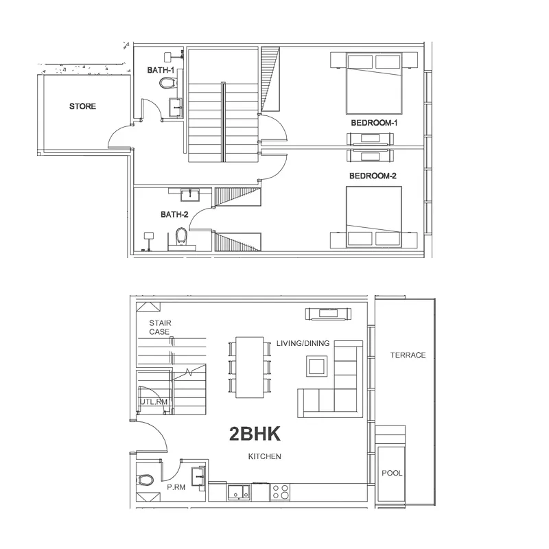 2 BR layout at Villa Del Arte